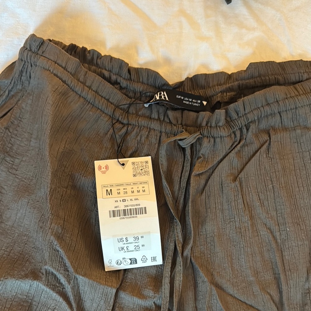 Zara Gray Crinkled Pants